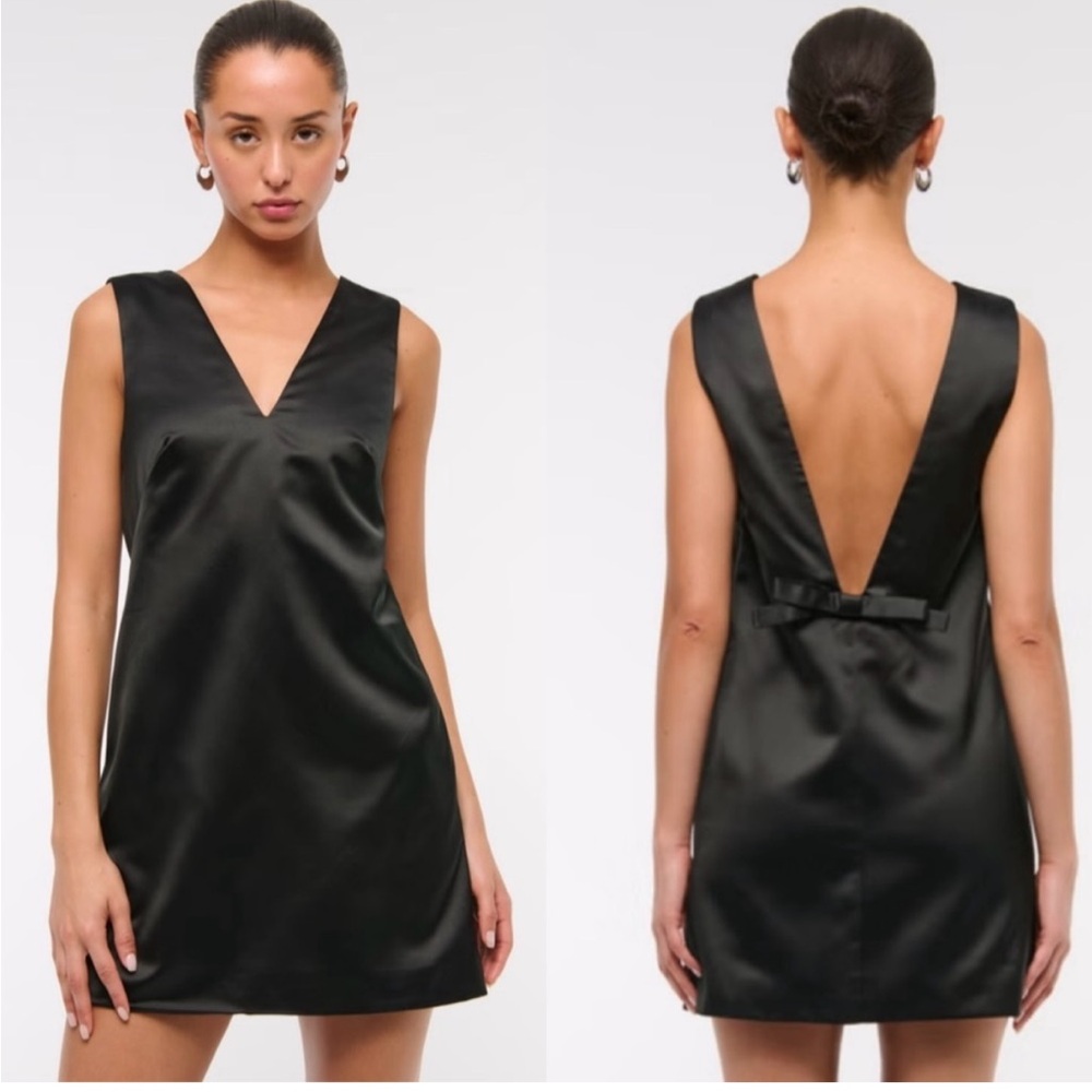 Abercrombie & Fitch Plunge Bow-Back Mini  Dress